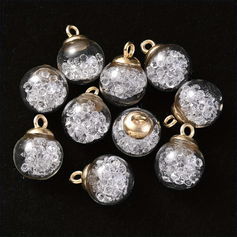 Rhinestone Glass Ball Pendants