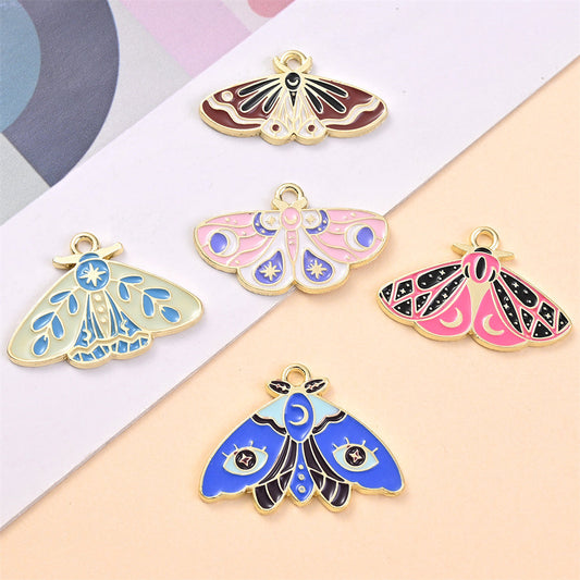 Colorful Alloy Moth and Butterfly Pendant Charms
