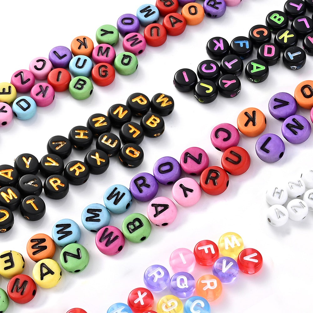 1000/1400PCS A-Z Mixed Color Acrylic Letter Bead Set