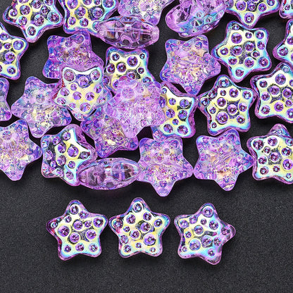 10PCS 18mm AB Shimmer Star Glass Bead Set