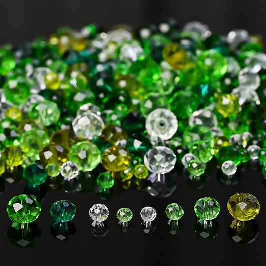 Green Faceted Glass Beads Set