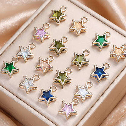 Rhinestone Star Copper Charms