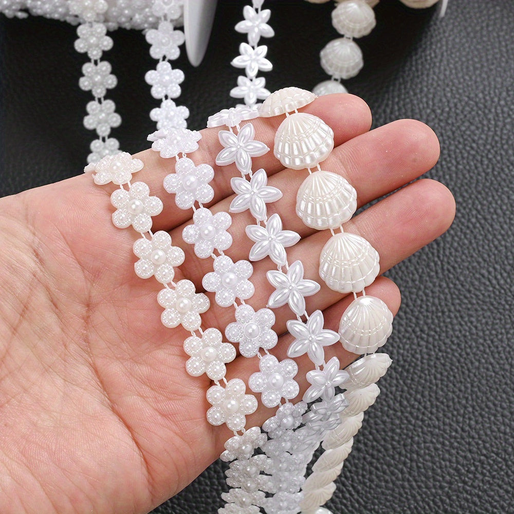 2m Imitation Pearl & Shell Rose Flower Bead Chain