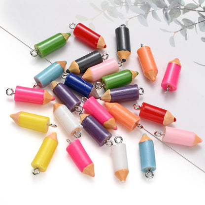 30-Piece Mixed Color Pencil Head Charms