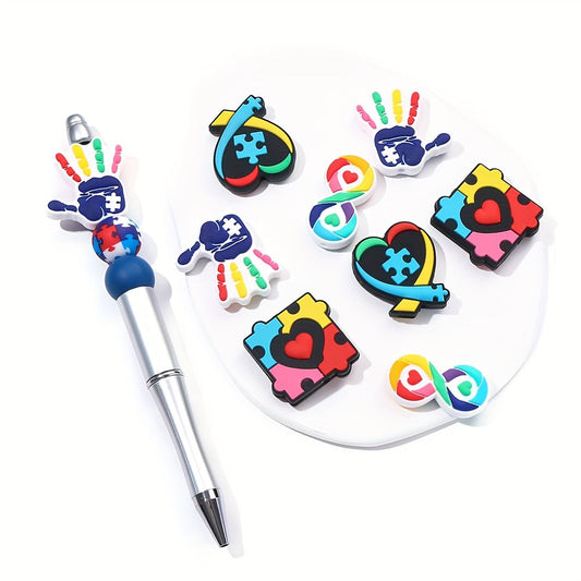 4PCS Puzzle Theme Silicone Bead Set