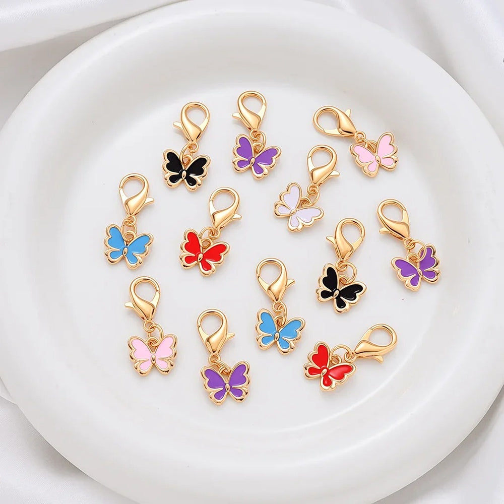Colorful Enamel Butterfly Pendant Charms