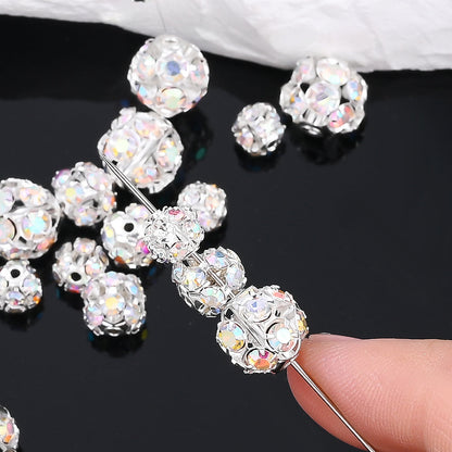 Mixed Color Alloy Rhinestone Round Spacer Beads