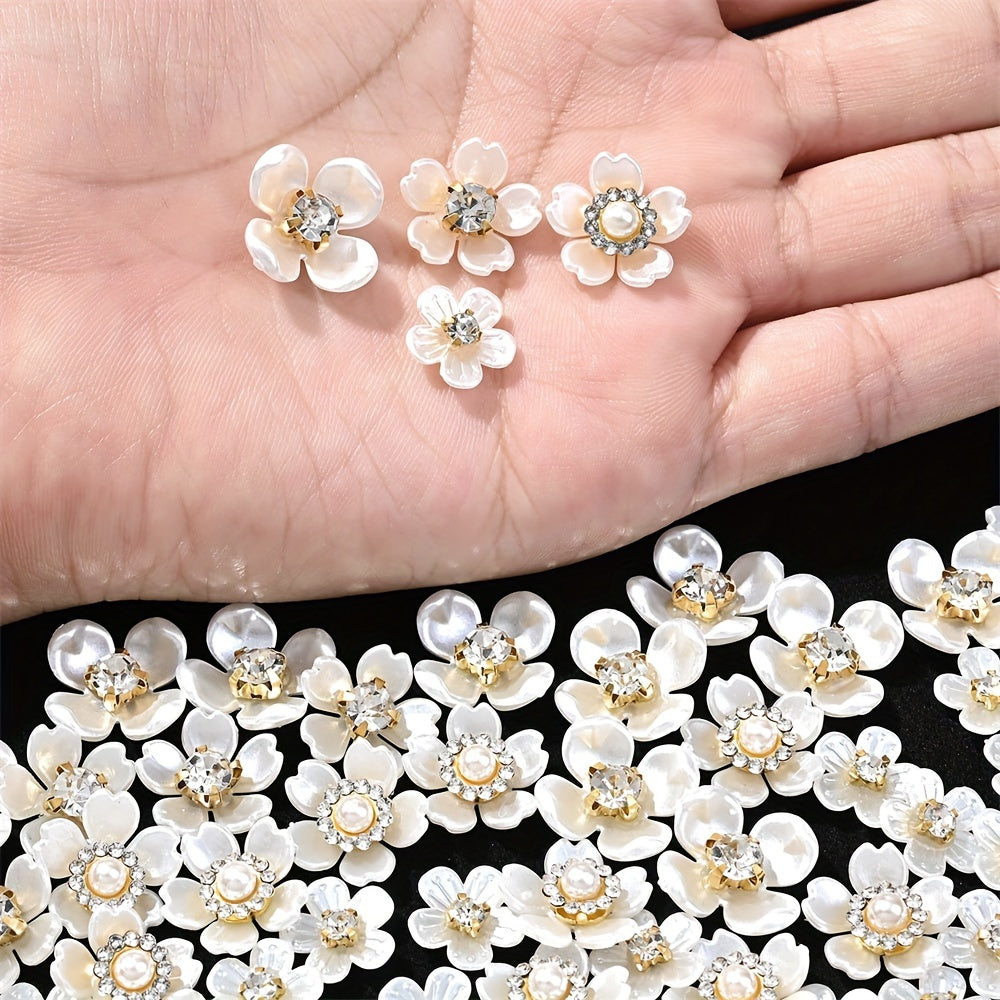 White Rhinestone Five-Petal Flower Patches