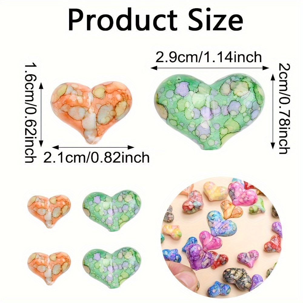 10/20PCS Dyed Acrylic Heart Bead Set