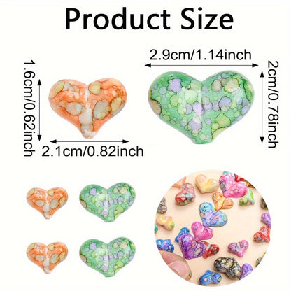 10/20PCS Dyed Acrylic Heart Bead Set