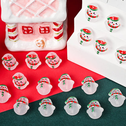 Frosted Acrylic Christmas Snowman Beads