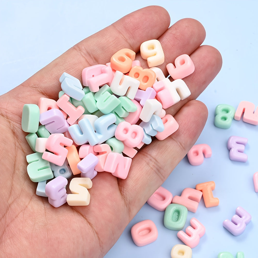 Rainbow Resin Number Flatback Beads