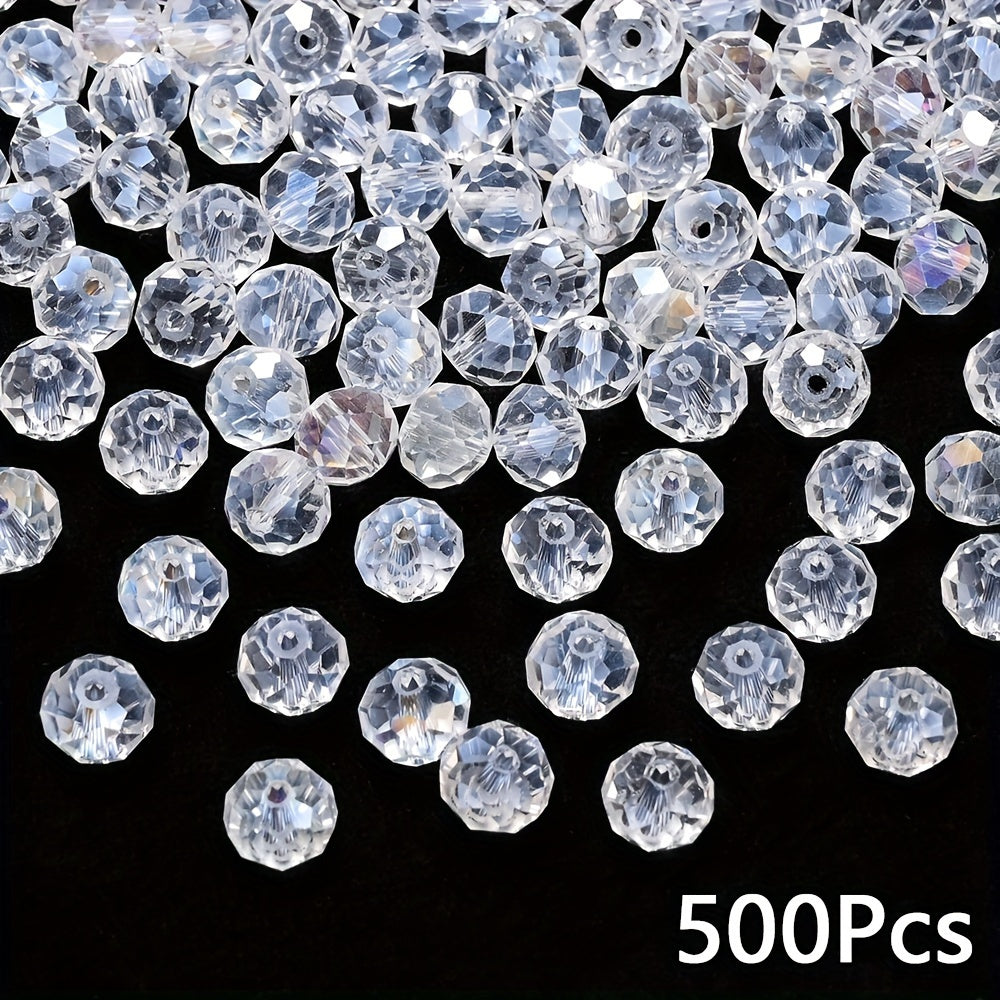 100/200/500PCS 4/6/8mm Sparkling Glass Faux Crystal Bead Set