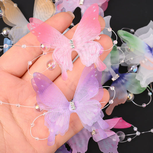 50PCS Double-Layer Tulle Butterfly Embellishment Set