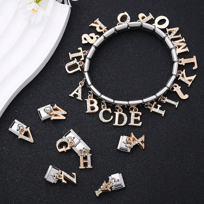 1PC Rhinestone A-Z Letter Modular Bracelet Charm Set