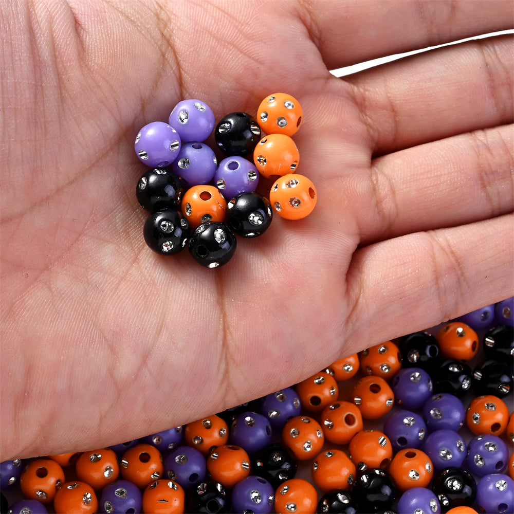 1000PCS 8mm Halloween Rhinestone Acrylic Bead Set