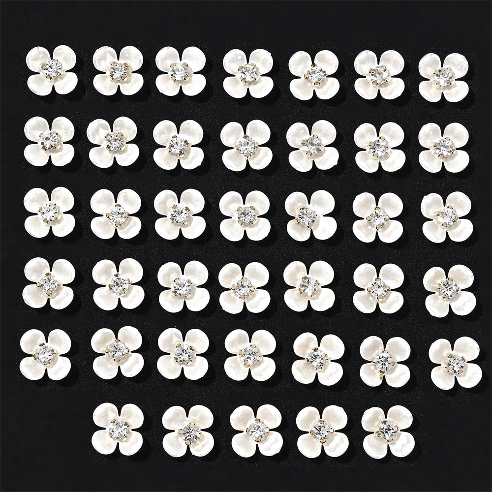 White Rhinestone Five-Petal Flower Patches