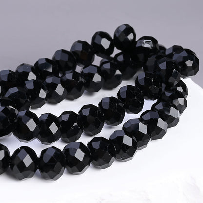 Black Faceted Crystal Glass Beads