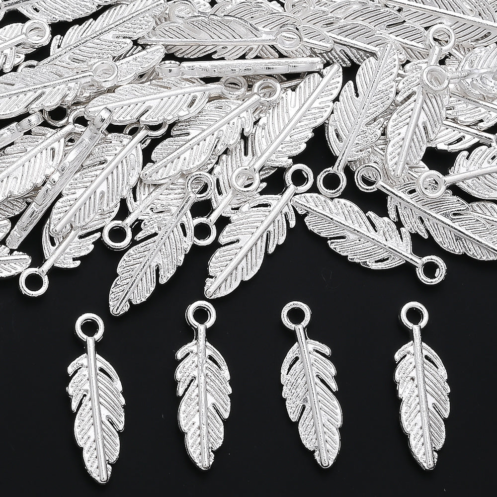 Silver Feather Alloy Pendants