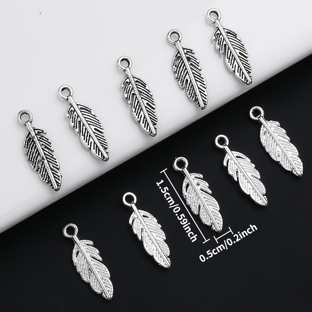 Silver Feather Alloy Pendants