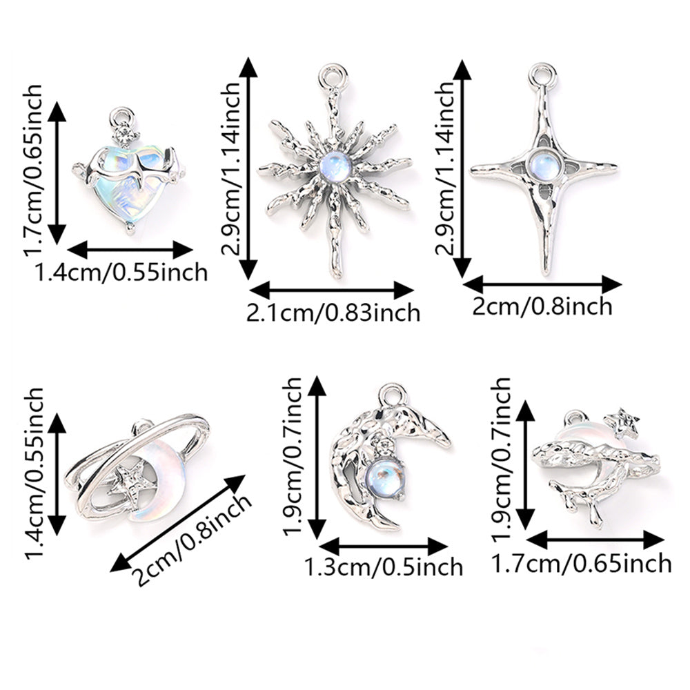 12PCS Blue Star & Moon Enamel Charm Set