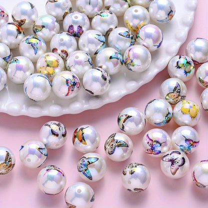 Printed Round Acrylic Beads
