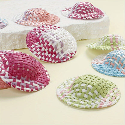 10PCS Multicolor Mini Straw Hat Set