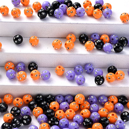 1000PCS 8mm Halloween Rhinestone Acrylic Bead Set