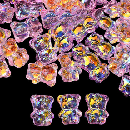 20PCS 15×12mm Transparent AB Bear Glass Spacer Beads