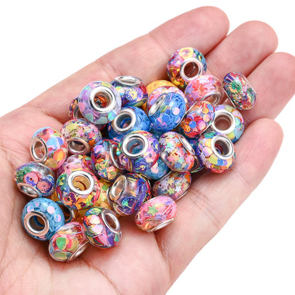 20PCS 9×14mm AB Mixed-Color Large-Hole Acrylic Beads