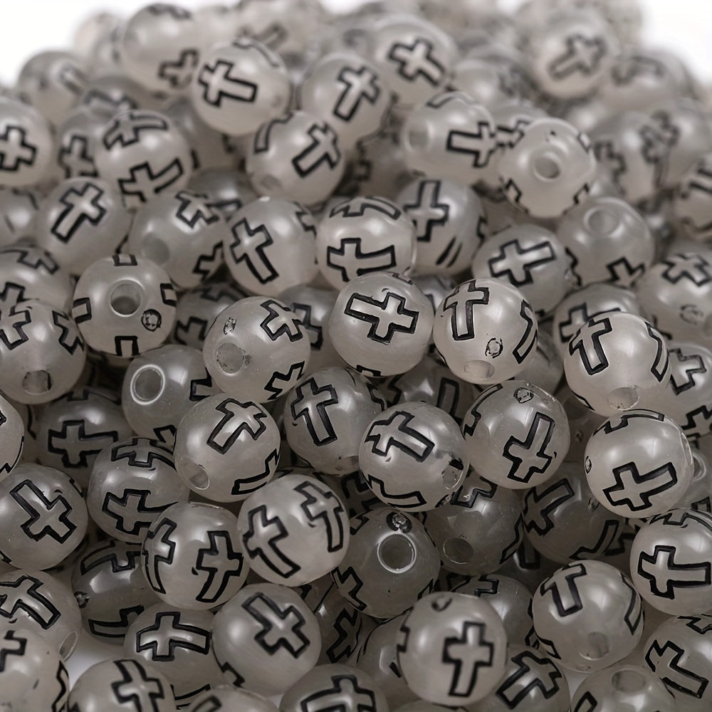 Round Cross Acrylic Beads