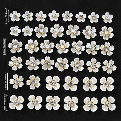 White Rhinestone Five-Petal Flower Patches