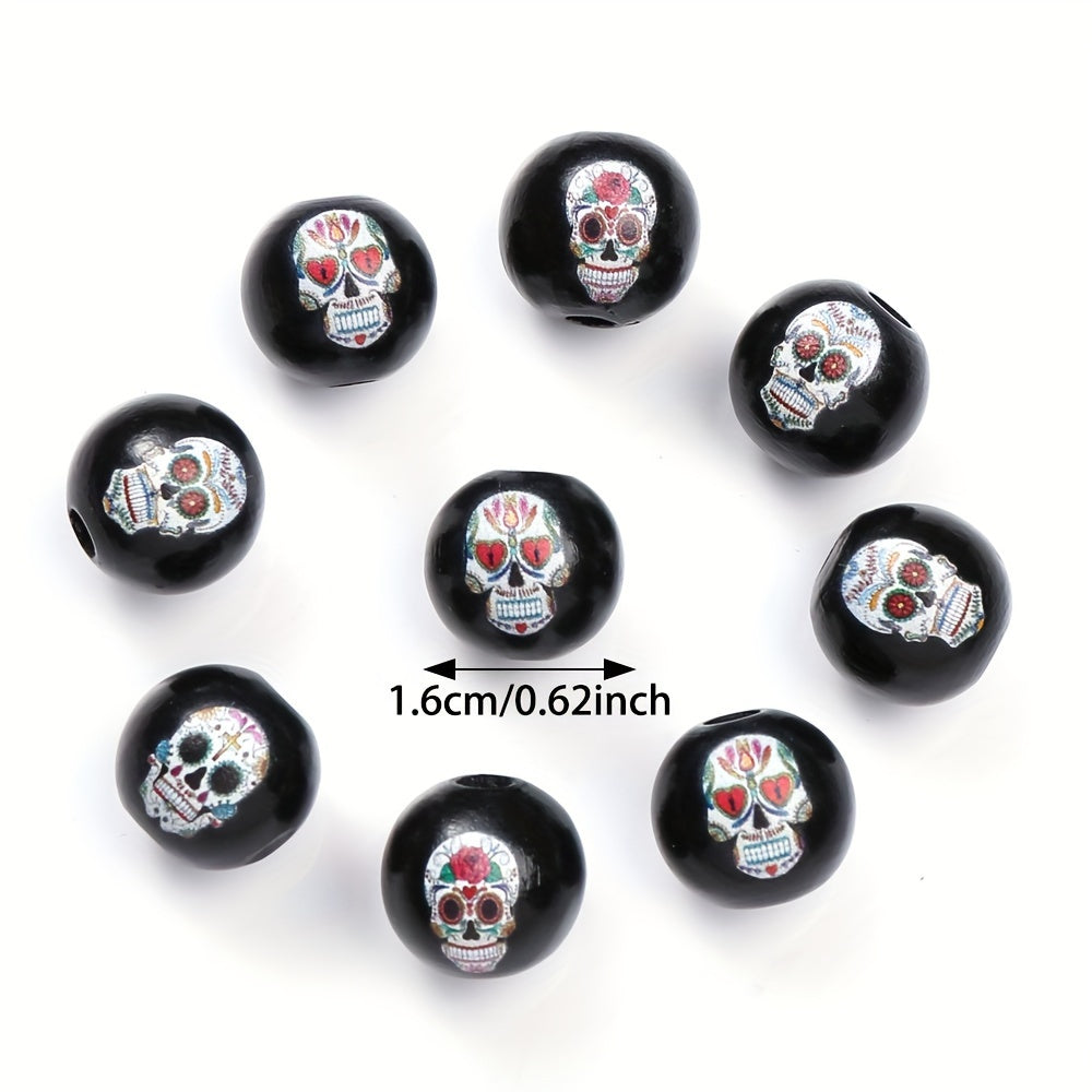 Halloween Skull Wooden Spacer Beads