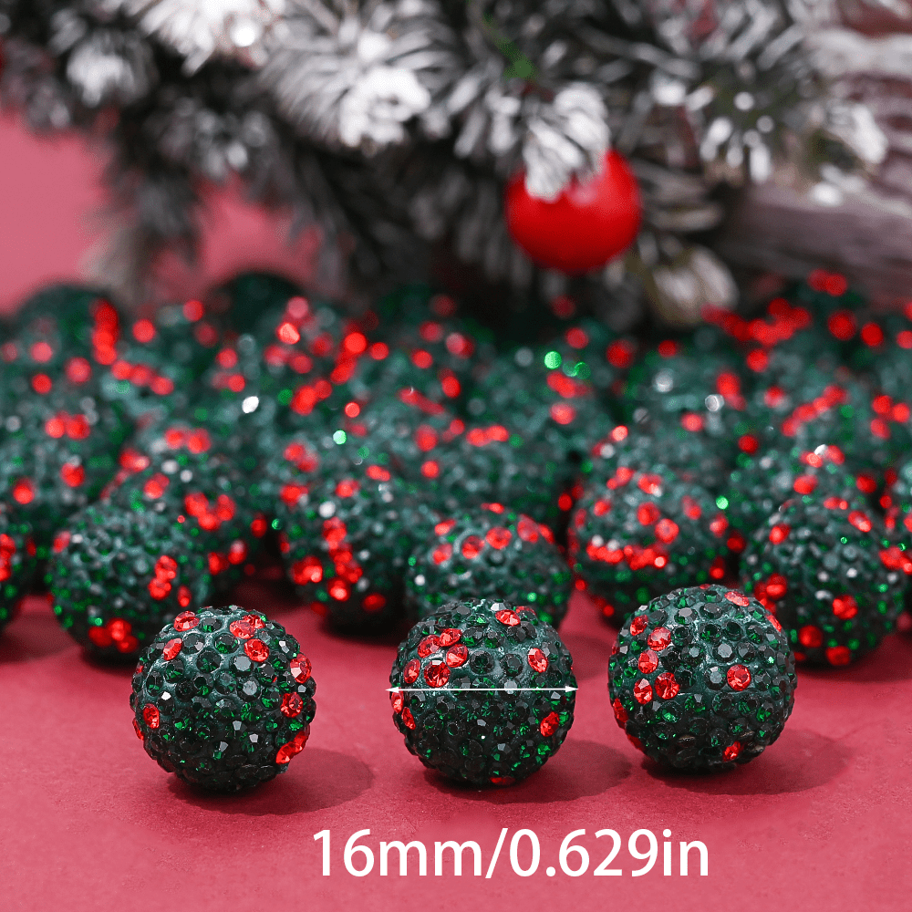 Christmas Polymer Clay Rhinestone Beads