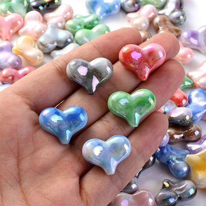 Acrylic AB Heart Beads