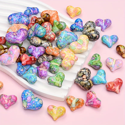 10/20PCS Dyed Acrylic Heart Bead Set