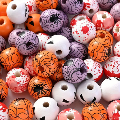 Halloween Printed Wooden Spacer Beads