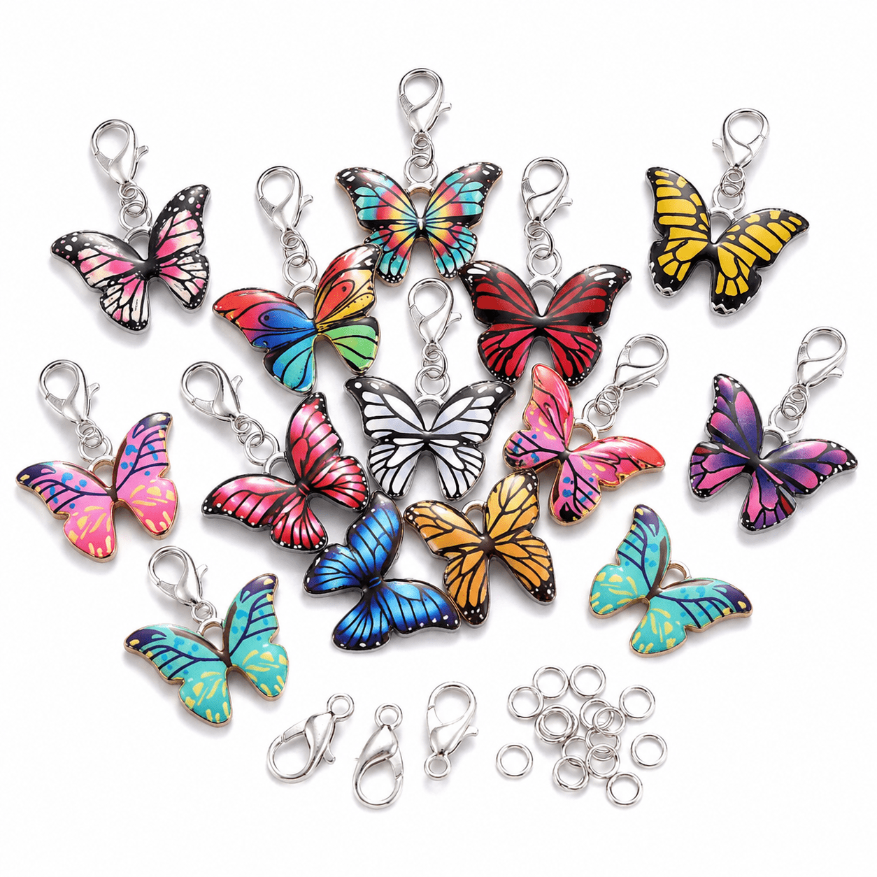 Butterfly Pendant Lobster Keychain Set
