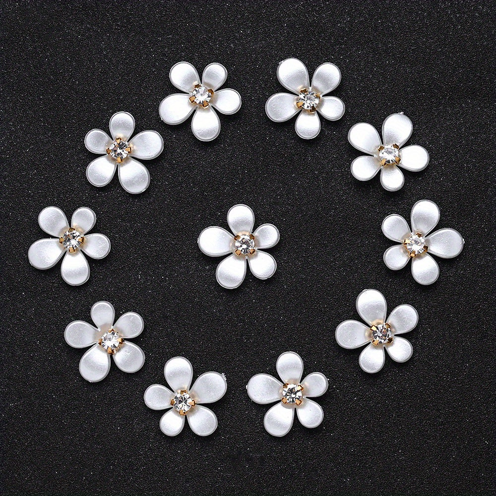 White Five-Petal Flower Acrylic Patch Beads