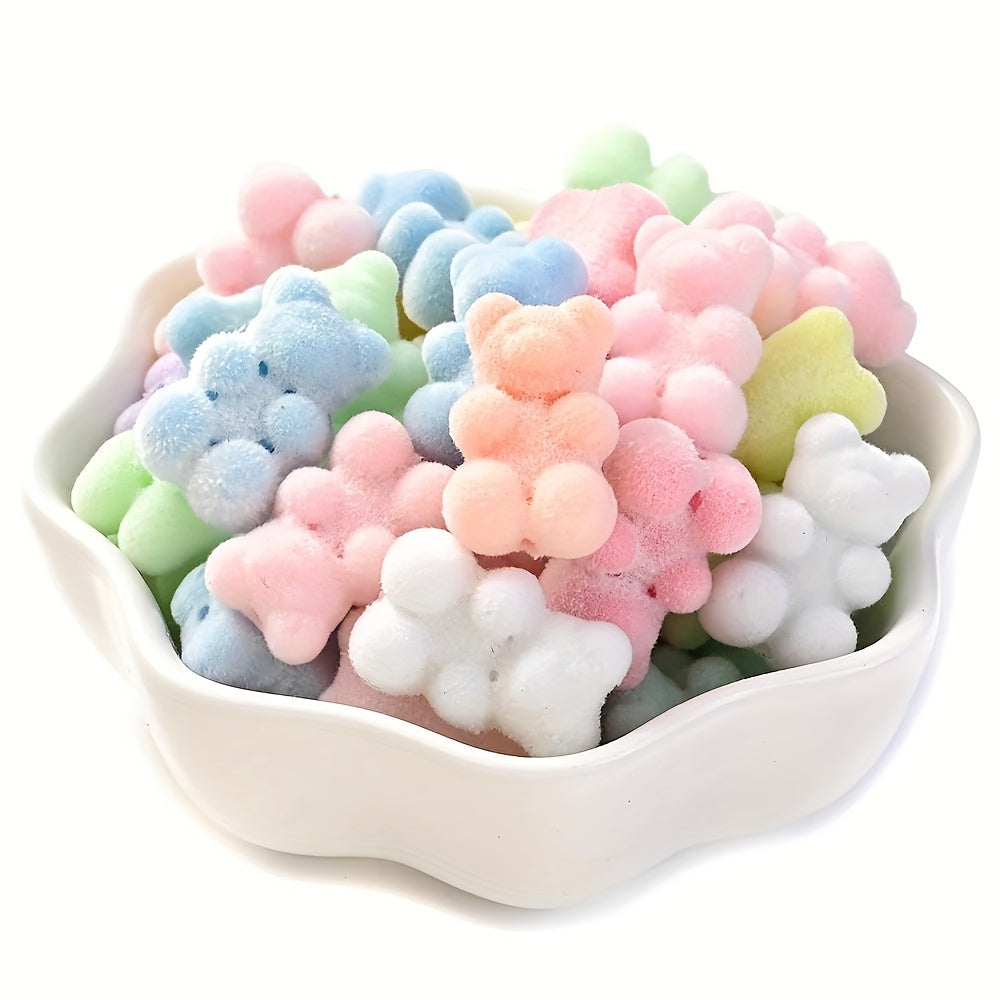 Macaron Flocking Bear Acrylic Beads