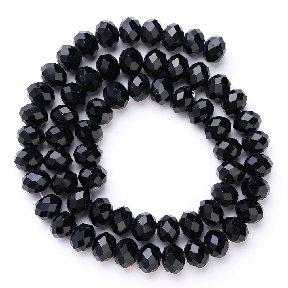 Black Faceted Crystal Glass Beads