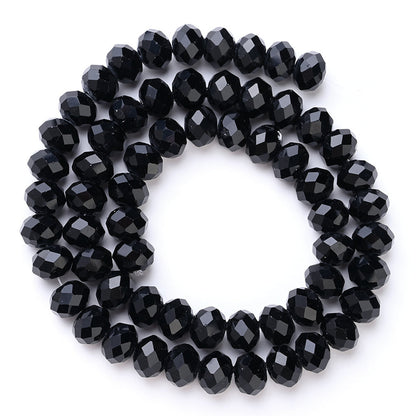 Black Faceted Crystal Glass Beads