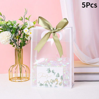 Transparent Plastic Gift Bags with Rafia Ribbon