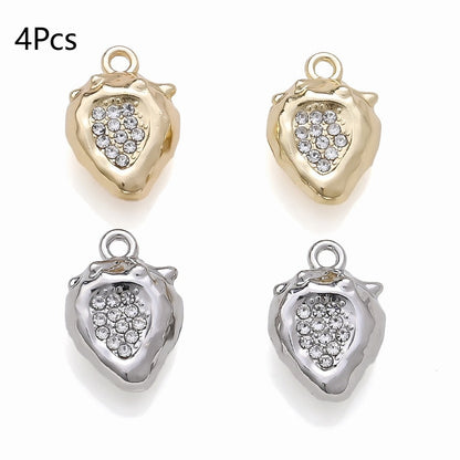 Strawberry Rhinestone Metal Pendant Charms