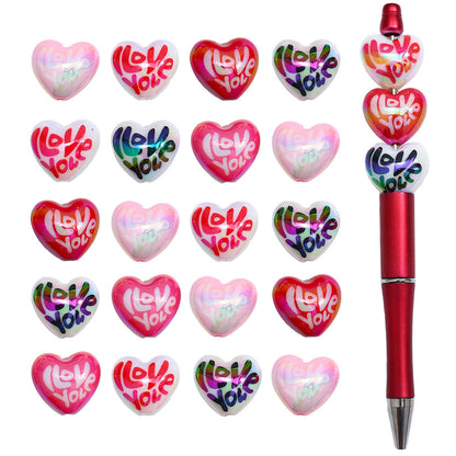 I Love You Heart Acrylic Beads