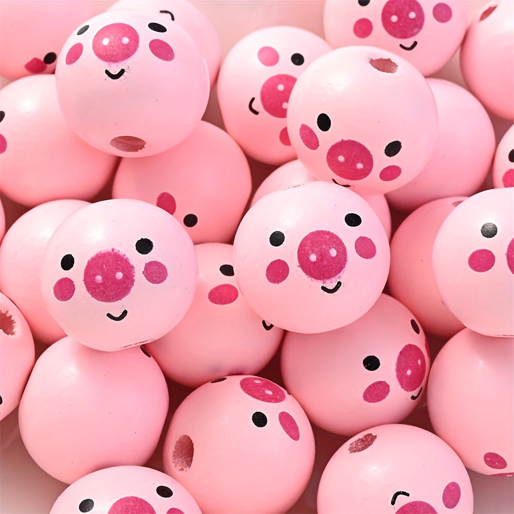 10PCS 20mm Animal-Themed Wooden Bead Set