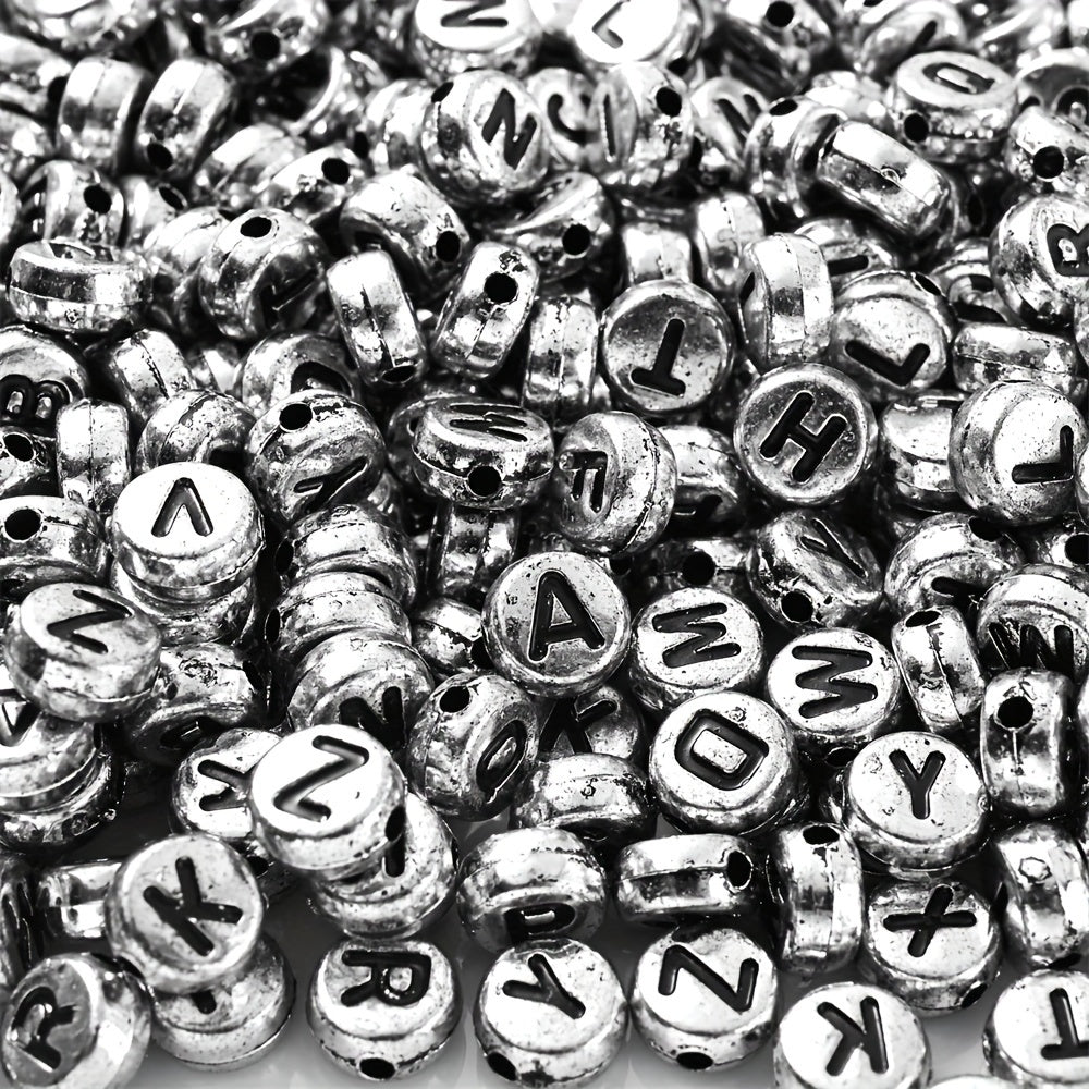 100PCS 4×7mm Heart-Shaped A-Z Letter Acrylic Bead Set