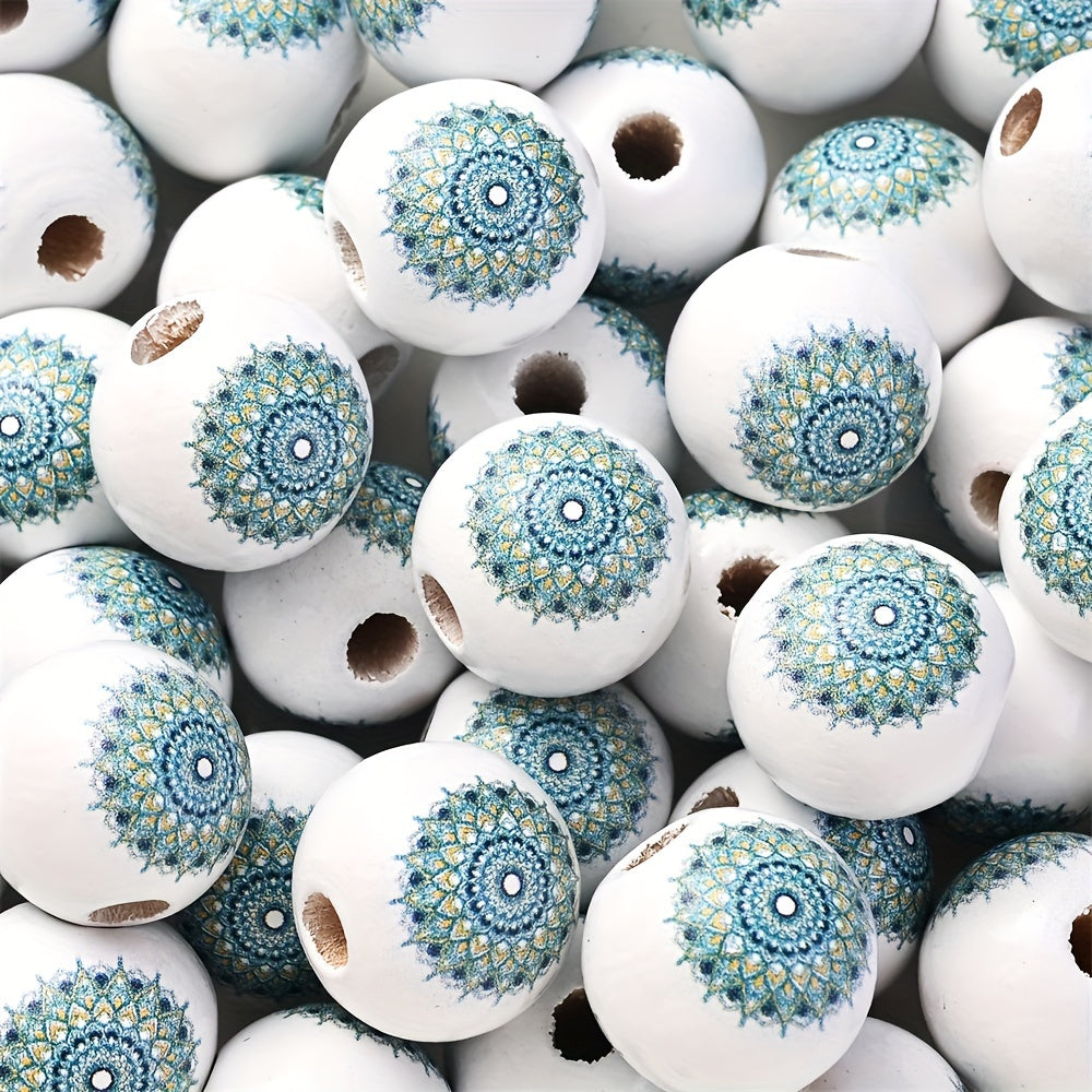 10PCS 16mm White Bohemian Wooden Spacer Bead Set