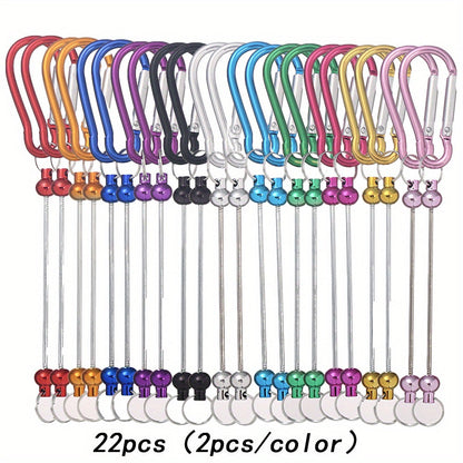 22-Piece Multicolor D-Shaped Beadable Keychain Hooks