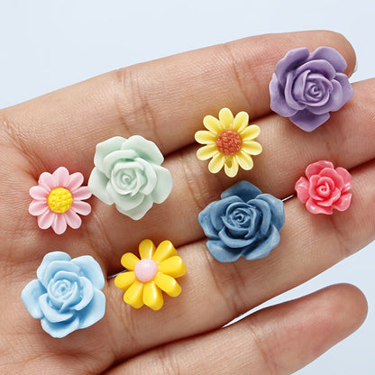 Resin Mixed Flower Flat Back Patch Beads